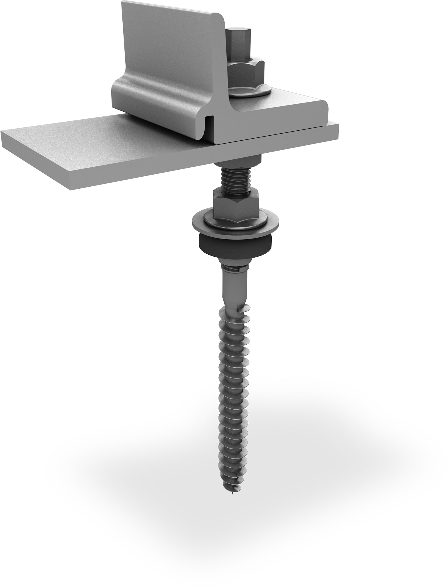 K2 SingleRail  Stockschraube M12x250 mit Climber und Faserzementdichtung, für Holz Unterkostruktion