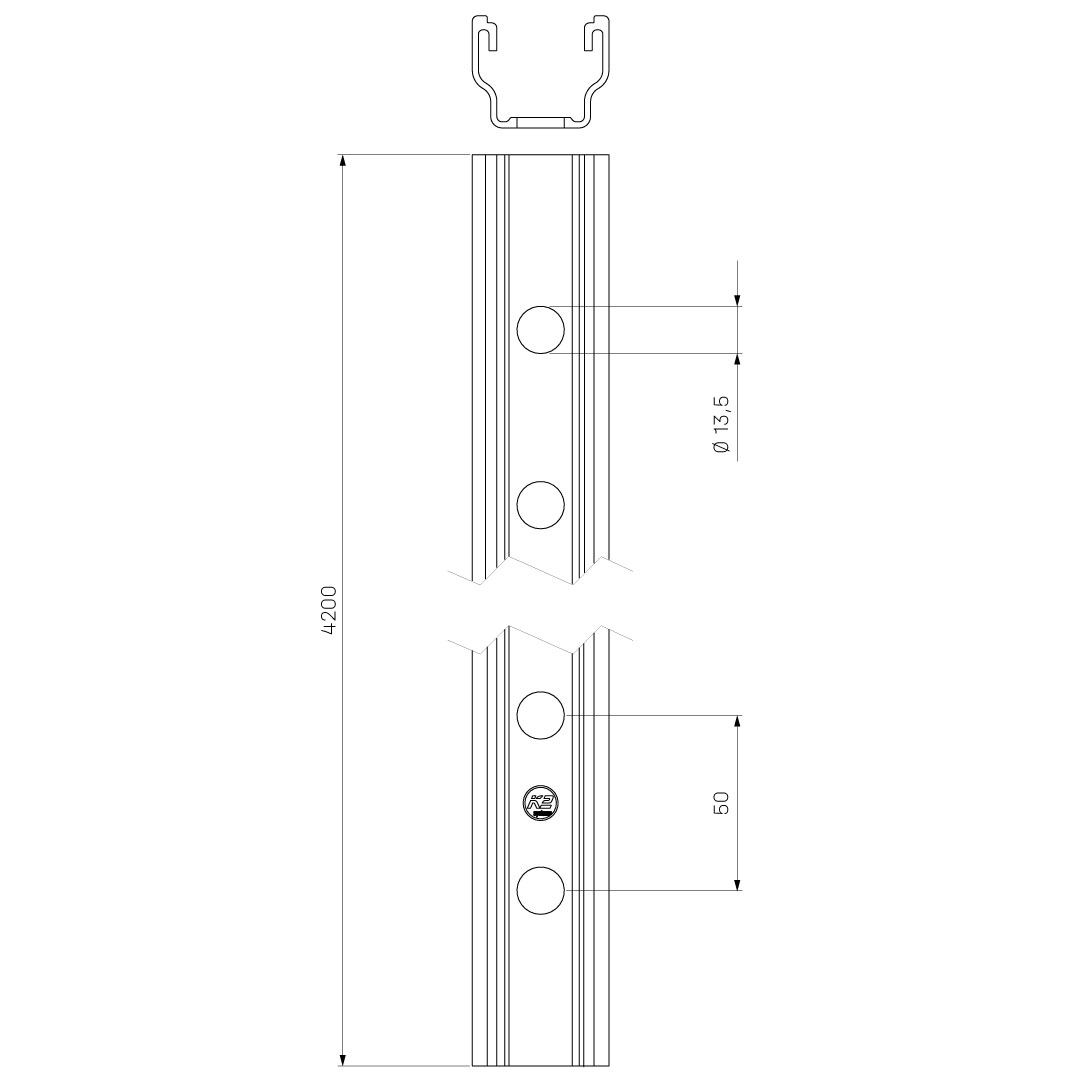 K2 Montageschiene PerfoRail M; 4.20 m