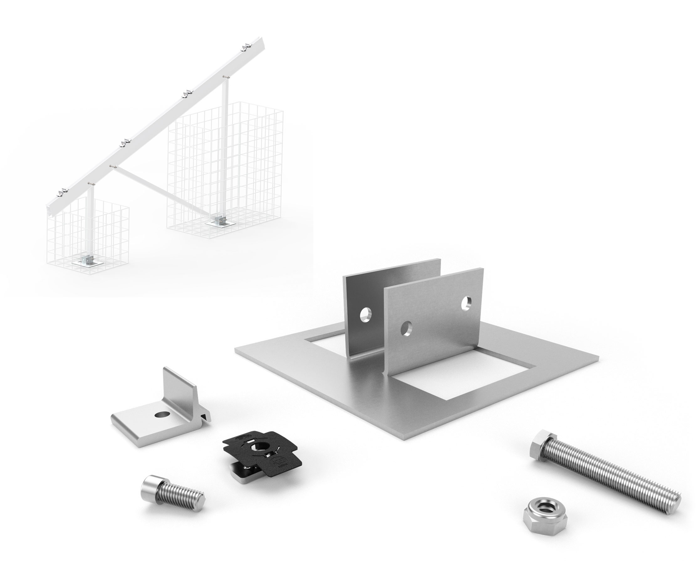 K2 N-Rack Kit für die Anbindung an Gabionen